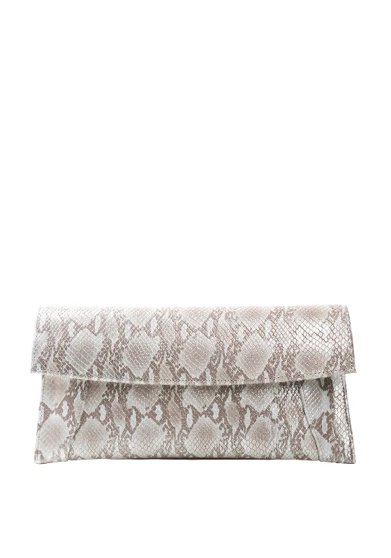 Emis Metallic Snake Print Clutch Bag