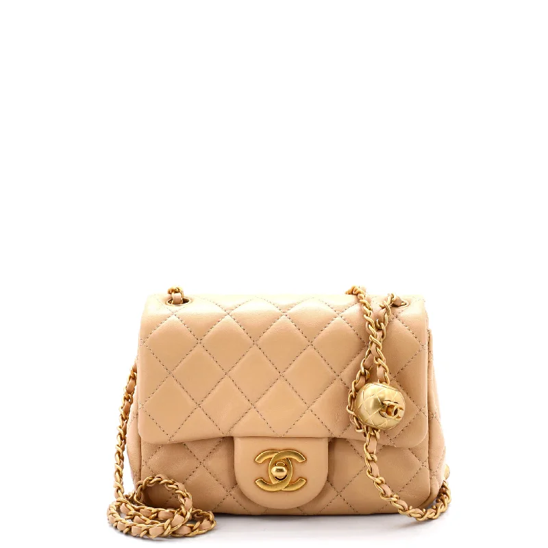 Pearl Crush Square Flap Bag Quilted Lambskin Mini