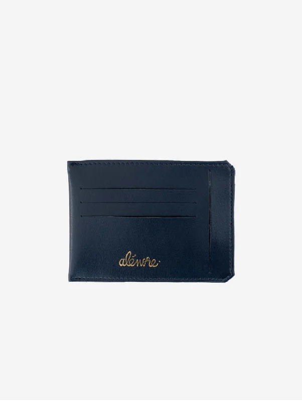 Jasmin Vegan Apple Leather Compact Wallet | Navy