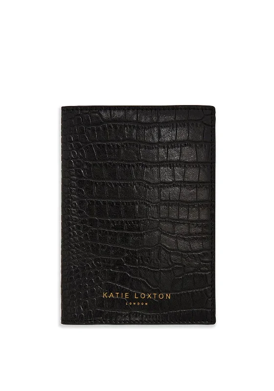 Katie Loxton Celine Faux Croc Passport Holder, Black