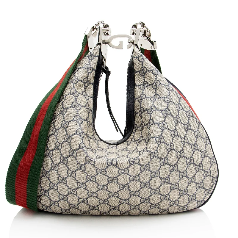 Gucci GG Supreme Web Attache Large Shoulder Bag