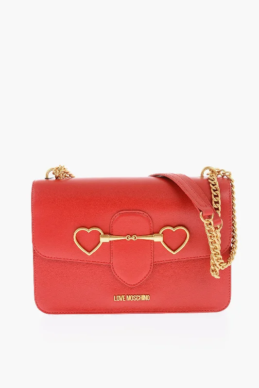 Moschino Love Faux Leather Bag With Chain Shoulder Strap And Golden C