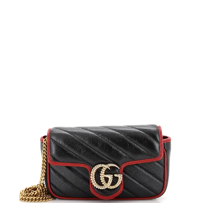 GG Marmont Flap Bag Diagonal Quilted Leather Super Mini