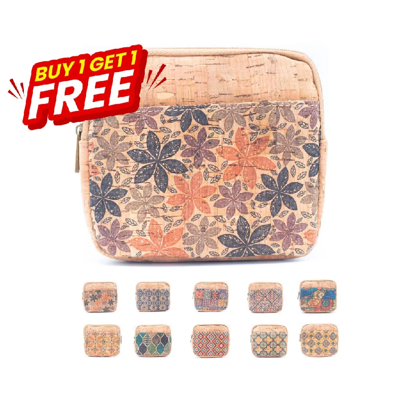 BUY 1 GET 1 FREE: （5units）cork coin purse pattern wallet BAGF-001