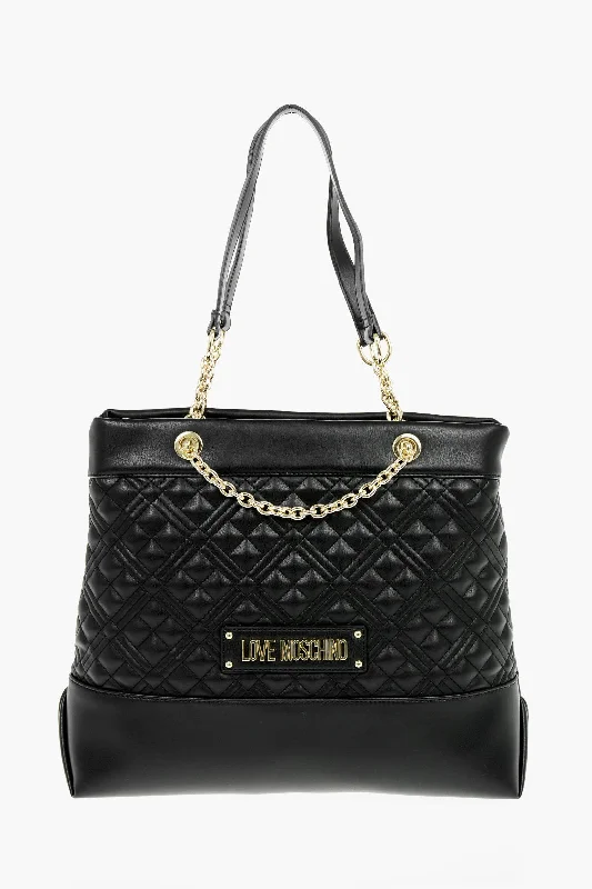 Moschino Love Faux Leather Quilted Shoulder Bag With Monogram