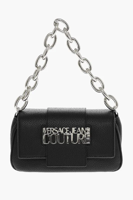 Versace Jeans Couture Textured Faux Leather Bag With Silver-Tone Cha