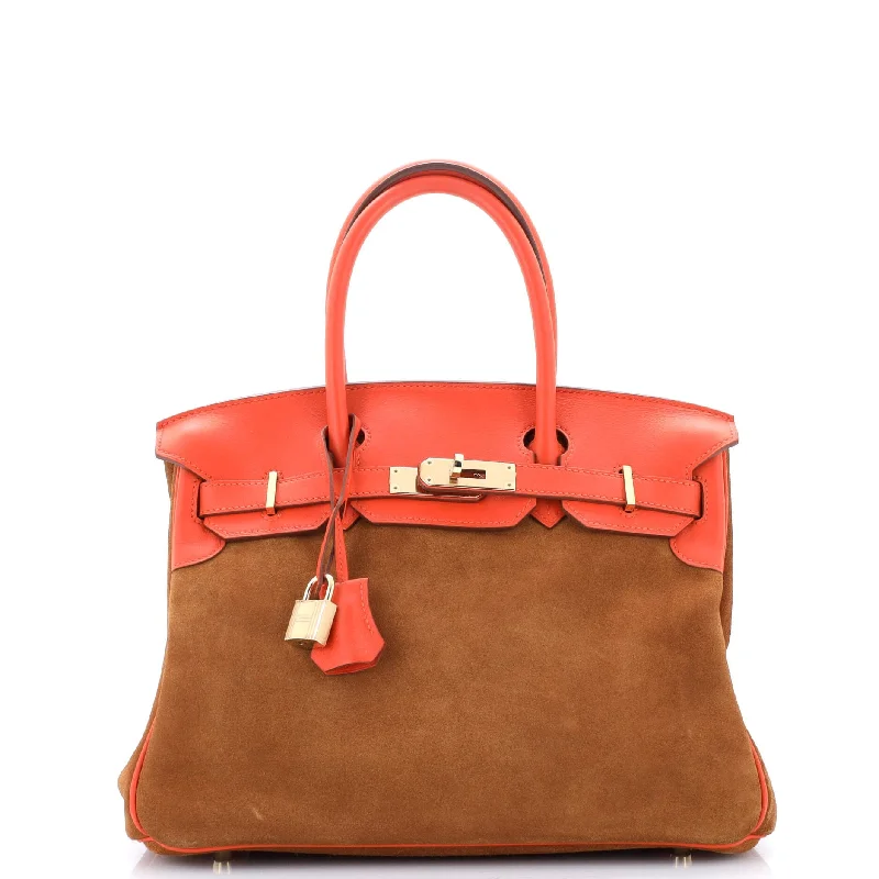 Birkin Handbag Capucine Grizzly and Orange Swift with Permabrass Hardware 30