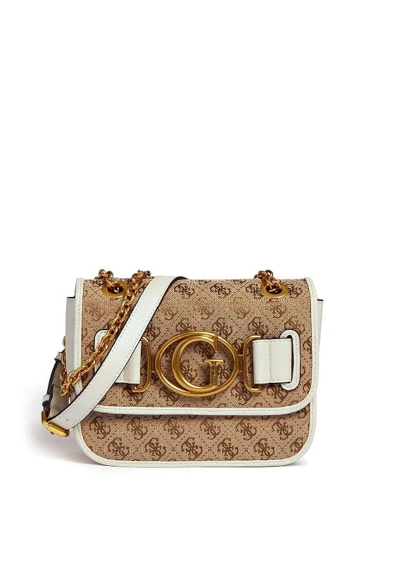 Guess Aileen 4G Logo Crossbody Bag, Brown & Ivory