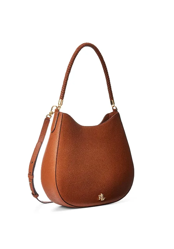 Ralph Lauren Charli Pebbled Leather Shoulder Bag, Tan