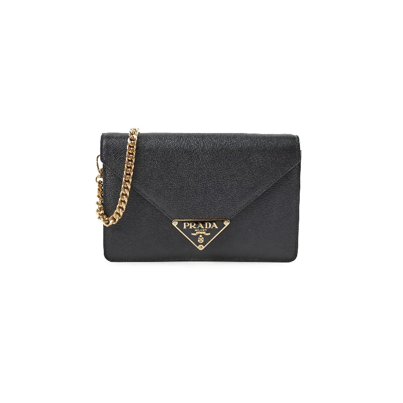 Prada Saffiano Leather Shoulder Bag Black