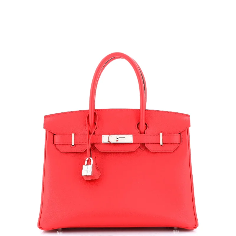 Birkin Handbag Geranium Epsom with Palladium Hardware 30