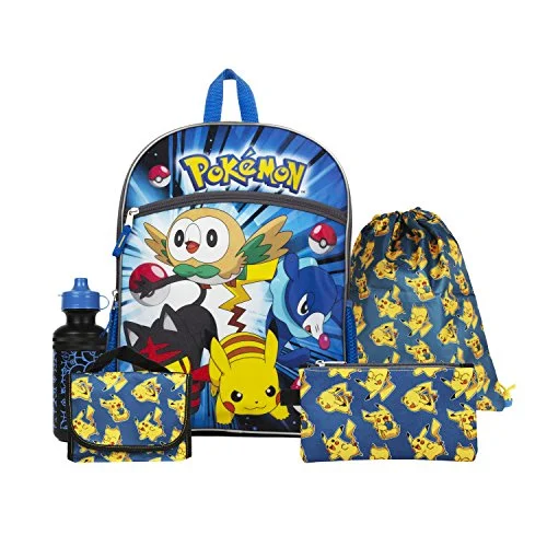 Pokemon Blue and Yellow 16" Backpack Back to School Essentials Set