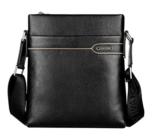 Saierlong New Mens Black Genuine Leather Briefcase Messenger Bags Business Handbags