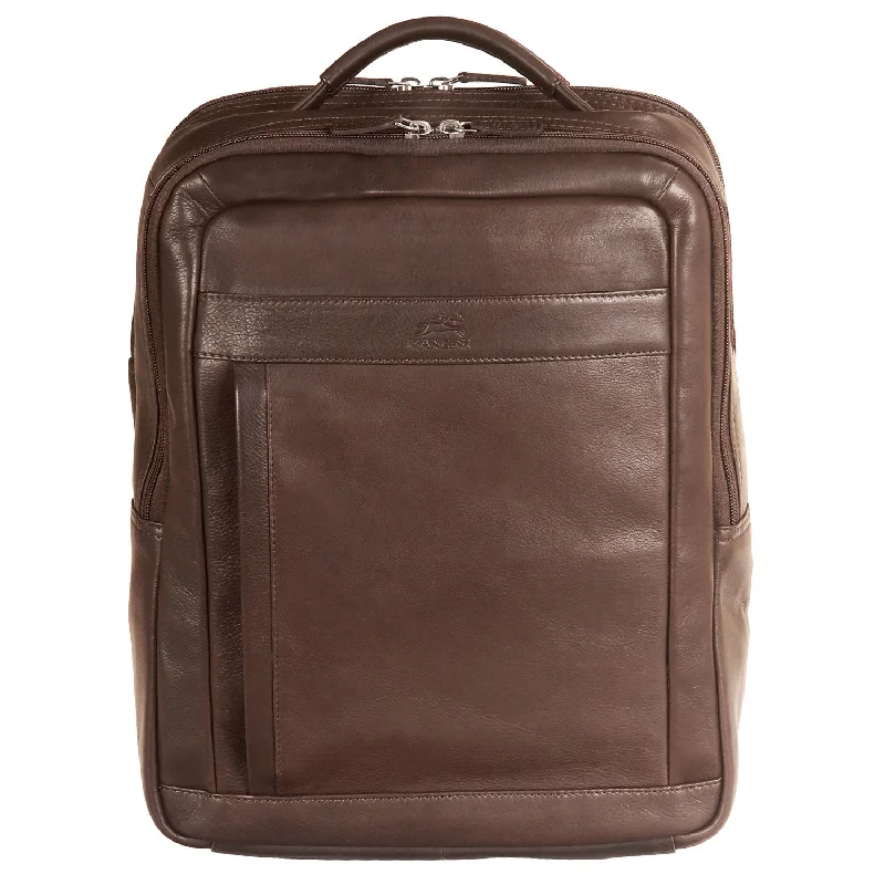 Mancini Leather Backpack for 15.6" Laptop / Tablet, 12" x 5.25" x 15", Brown