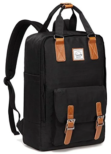 School Backpack for Men and Women,VASCHY Unisex Vintage Water Resistant Casual Daypack Rucksack Bookbag for College Fits 15inch Laptop Black