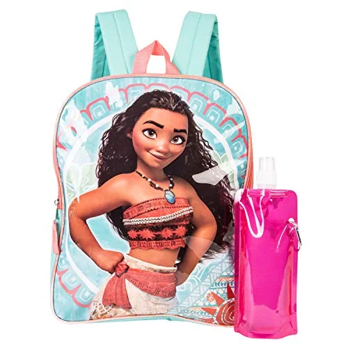 Disney's Moana Backpack Combo Set - Disney Moana Girls' 3 Piece Backpack Set - Backpack, Waterbottle and Carabina (Teal/Turq)