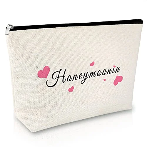 Engagement Gifts for Women Bride Cosmetic Bag Honeymoonin' Wedding Cosmetic Bag Bridal Shower Gifts Bride Makeup Bag Bride Gift Wedding Party Gift Bridal Party Gift and Travel Make Up Pouch