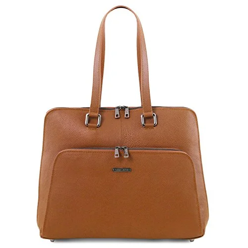 Tuscany Leather Lucca Tl Smart Business Bag In Soft Leather For Women Cognac Leather Briefcases