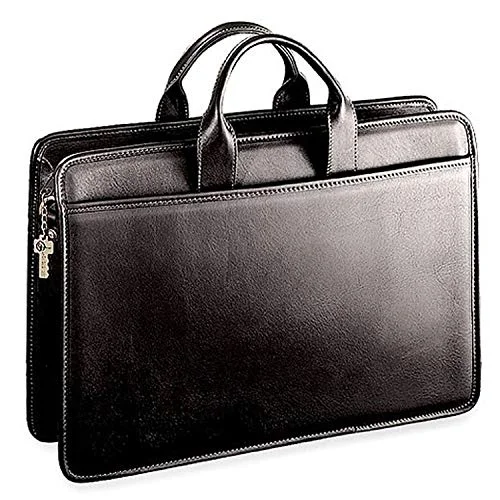 Jack Georges Platinum Collection Single Gusset Top Zip Portfolio, Black