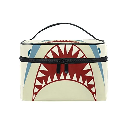 LORVIES Shark Jaws Cosmetic Bag Travel Makeup Train Cases Storage Organizer