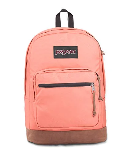 JanSport Right Pack Backpack - School, Travel, Work, or Laptop Bookbag with Leather Bottom, Crabapple