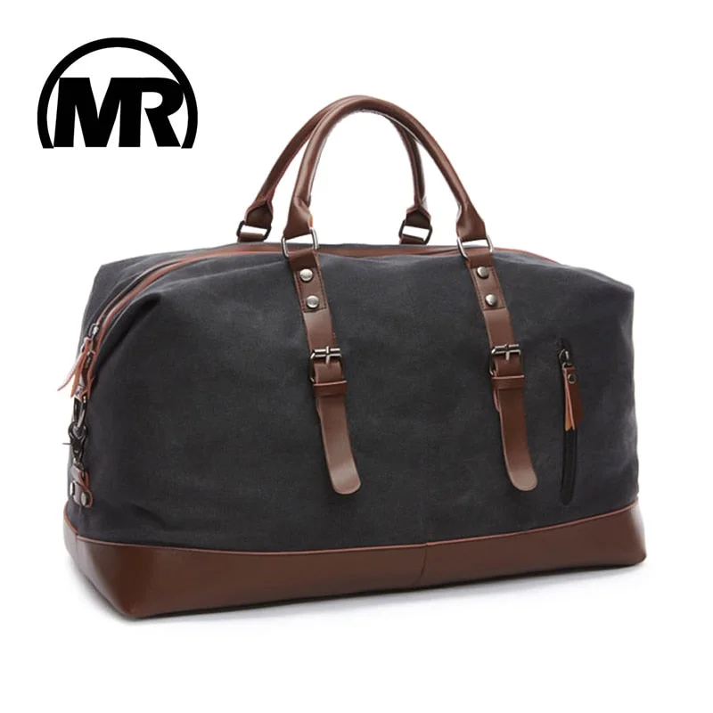 Markroyal Canvas Leather Men Travel Bags Carry On Luggage Bags Men Duffel Bags Handbag Travel