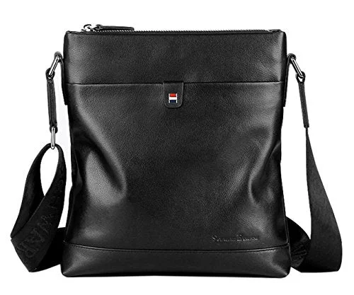 Saierlong New Mens Black Genuine Leather Briefcase Messenger Bags Business Handbags