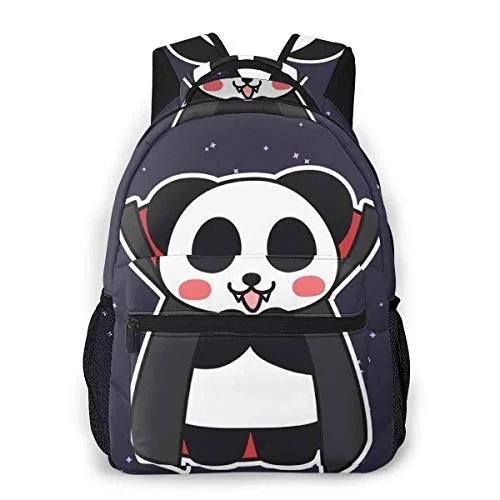 Hiking Work Walking Cycling Backpack Daypack Lightweight Polyester Multipurpose Anti-Theft Rucksacks Big Capacity Bookbag, Cute Funny Vampire Panda Stars