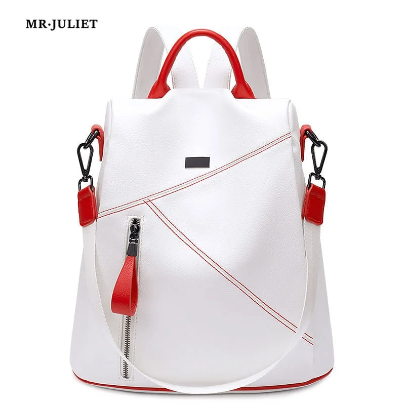 MR·JULIET 2022 New Simple Fashion Multi-color Versatile Soft Leather Large-capacity Backpack Travel Bag