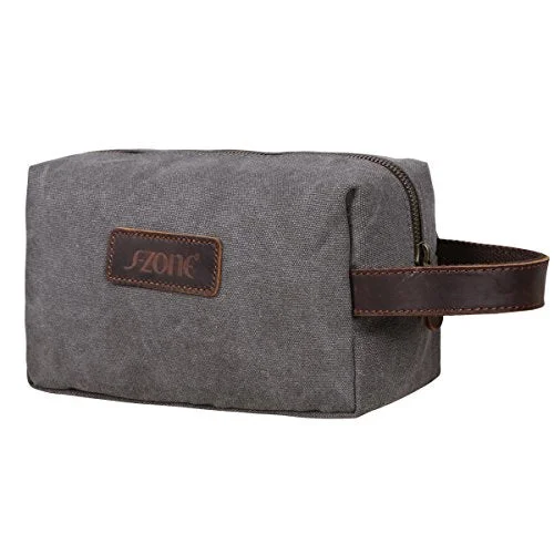 On Sale - S-Zone Canvas Travel Toiletry Bag Shaving Dopp Kit Cosmetic Makeup Bag (Gray)