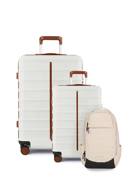 Odyssey Set of 2 & Float Backpack Combo | Sand White | Cabin+Large Hard Luggage & Backpack