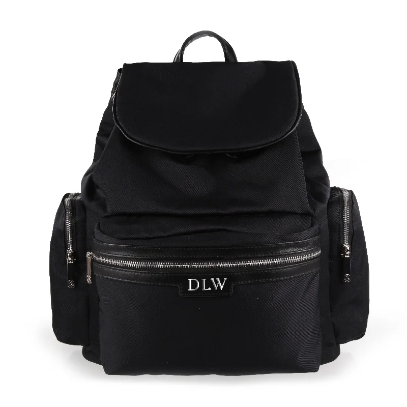 Personalised Luxury Backpack - Black with Silver Hardware