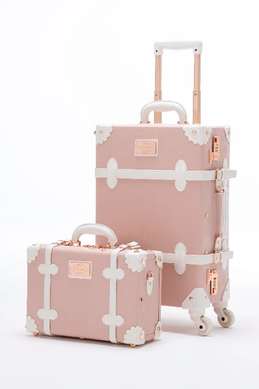 SarahFace 2 Pieces Luggage Set - Embossed Pink's