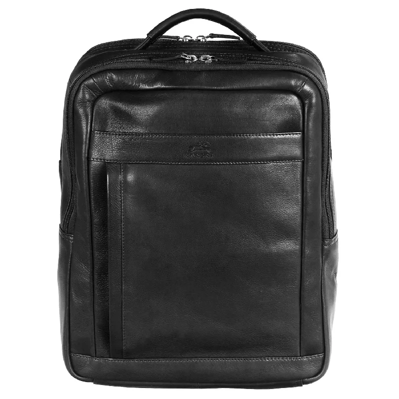 Mancini Leather Backpack for 15.6" Laptop / Tablet, 12" x 5.25" x 15", Black