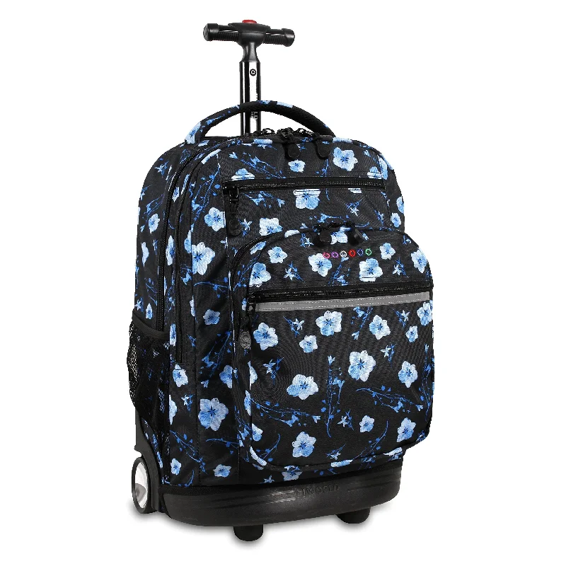 J World New York Sundance Laptop Rolling Backpack, Night Bloom, 19"