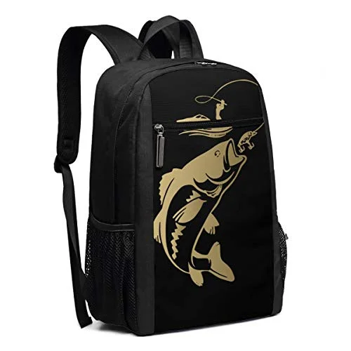 Bass Fishing School Rucksack College Bookbag Lady Travel Backpack Laptop Bag for Boys Girls