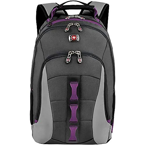 SwissGear Skyscraper 16" Padded Laptop Backpack/School Travel Bag Charcoal-Magenta