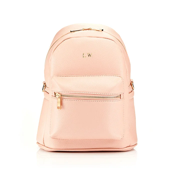 Personalised Pebble Backpack Bag - Nude with Gold Hardware