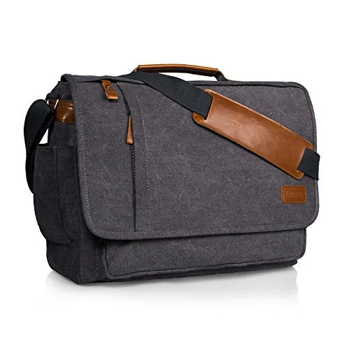 Estarer Computer Messenger bag Water-resistance Canvas Shoulder Bag 15.6 Inch Laptop for Travel Work