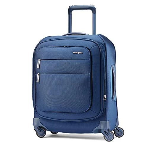 Samsonite Flexis Expandable Softside Carry On Luggage With Spinner Wheels, 19 Inch, Carbon Blue