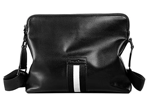 Saierlong New Mens Black Genuine Leather Briefcase Messenger Bags Business Handbags