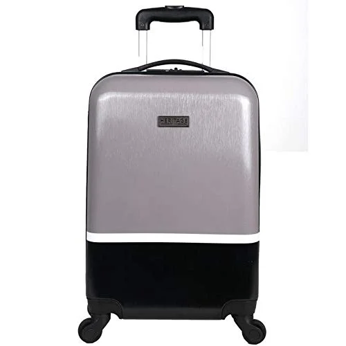 Heritage Travelware Charter Park 20in Lightweight Colorblock Hardside Expandable 4-Wheel Spinner Carry-On Suitcase, Metallic Silver/Black