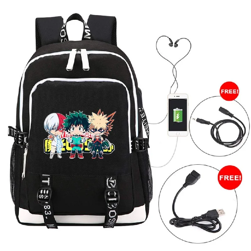 YOYOSHome Anime My Hero Academia Cosplay Bookbag Daypack Laptop Bag Backpack School Bag with USB Charging Port