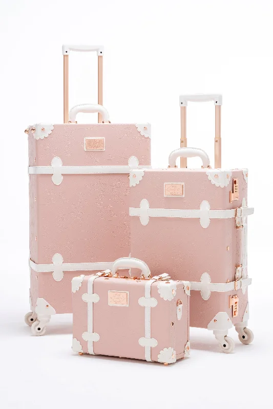 SarahFace 3 Pieces Luggage Set - Embossed Pink's