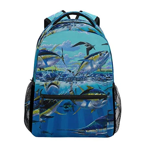 Stylish Tuna Yellowfin Fish Backpack- Lightweight School College Travel Bags, ChunBB 16" x 11.5" x 8"