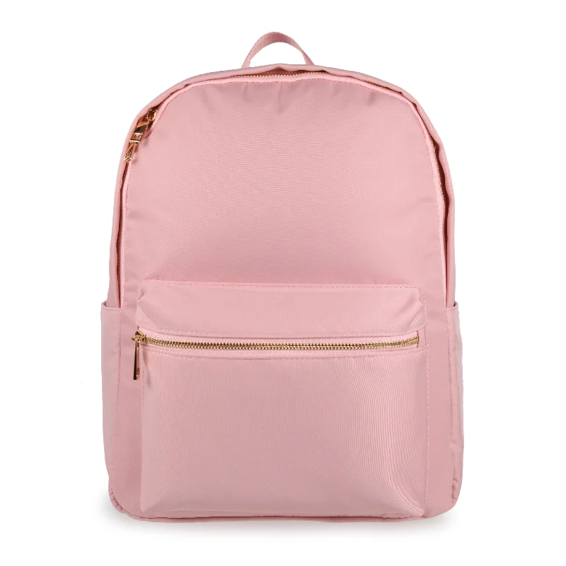 Personalised Nylon Backpack - Pink with Gold Hardware