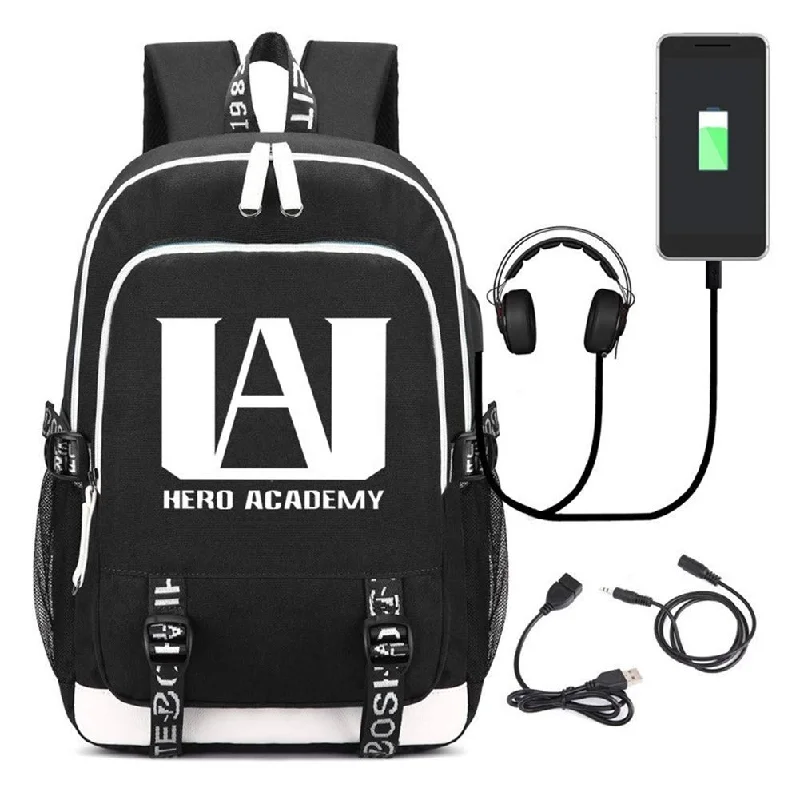 My Hero Academia College Bag Daypack Backpack Laptop with USB Charging Port