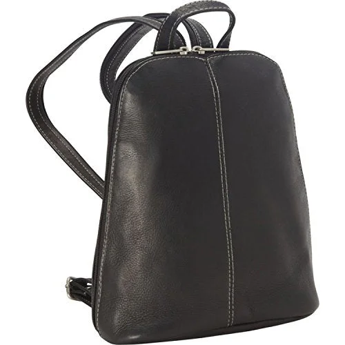 Royce Leather Vaquetta Zip Around Sling Backpack (Black)