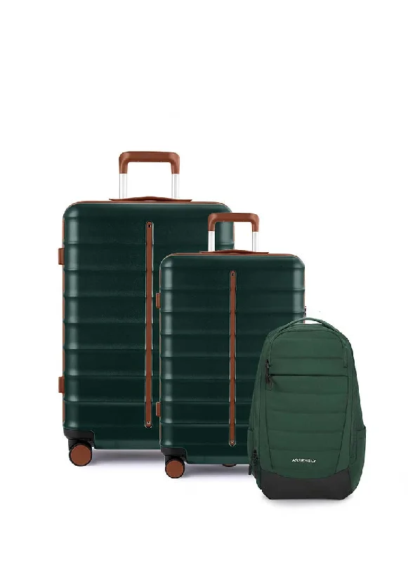 Odyssey Set of 2 & Float Backpack Combo | Forest Green | Cabin+Medium Hard Luggage & Backpack