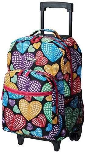 Rockland Double Handle Rolling Backpack, New Heart, 17-Inch